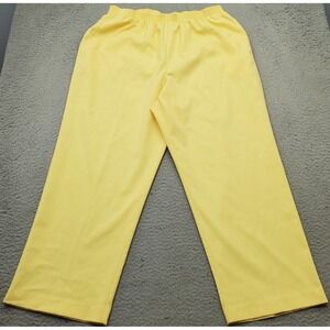 Adeline by Alfred Dunner Pants Womens 16‎ Yellow Stretch Elastic Waist Wide Leg
